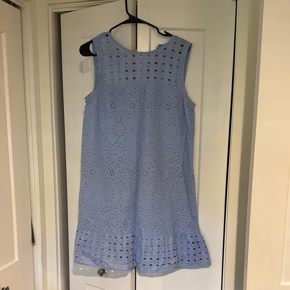 The Loft Light Blue Eyelet Sleeveless Dress